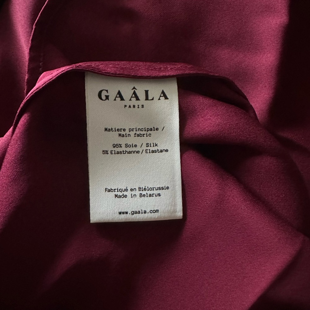 Silk & Freshwater Pearl Gaâla Paris Bordeaux Evening Dress, M - Picture 6 of 7